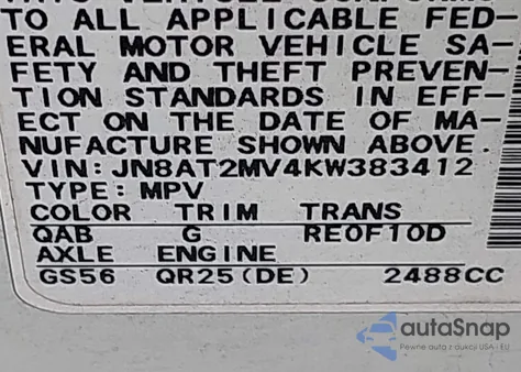 2019 Nissan Rogue Sv from USA, damaged, VIN JN8AT2MV4KW383412